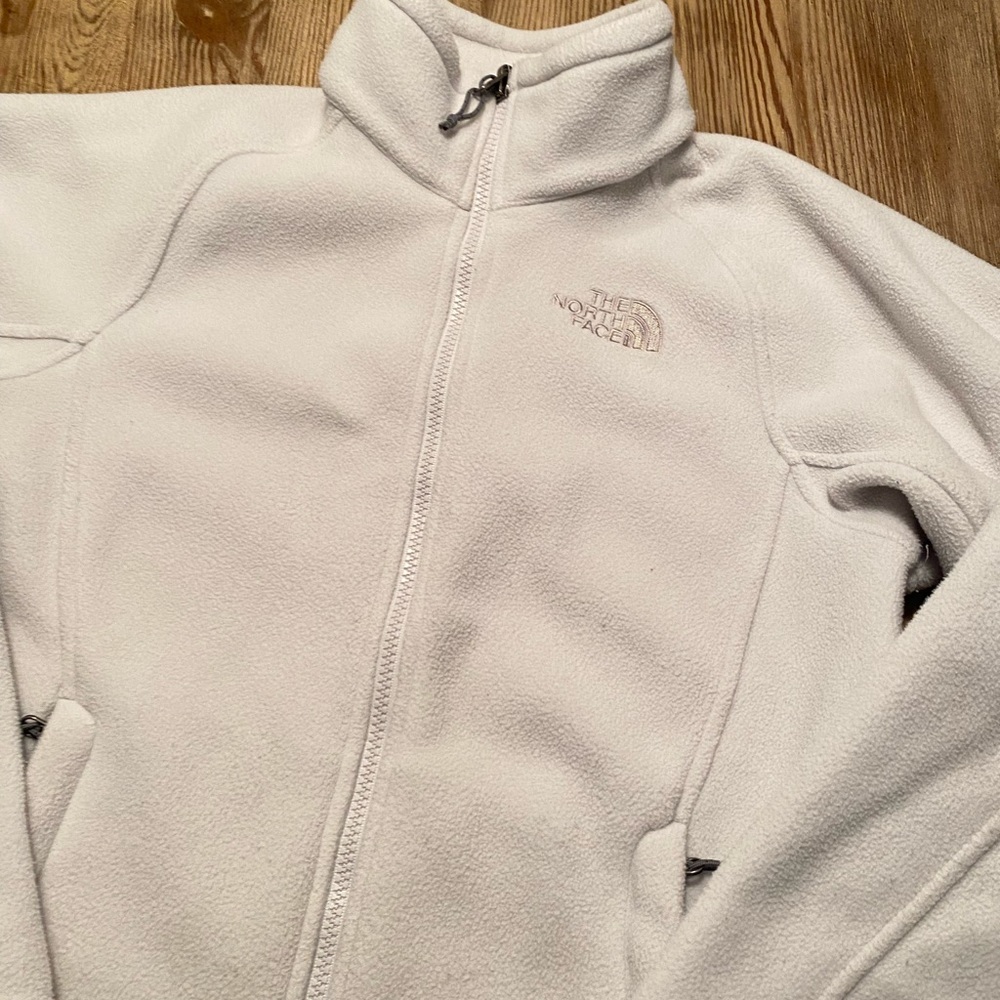 THE NORTH FACE FLEECE JACKET IVORY & GRAY FULL ZIP WITH POCKETS WOMENS XS - Picture 13 of 16